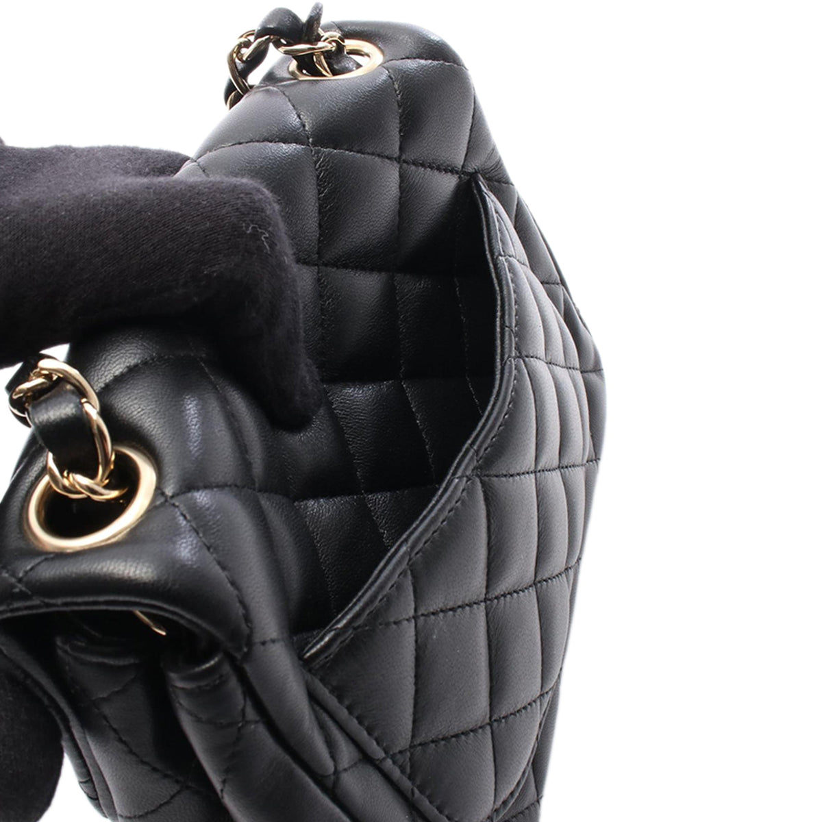 Chanel Mini Square Classic Lambskin Single Flap — Black