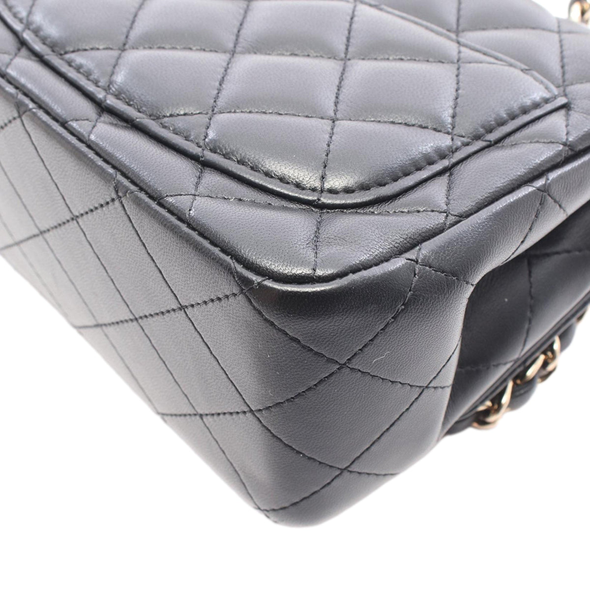 Chanel Mini Square Classic Lambskin Single Flap — Black