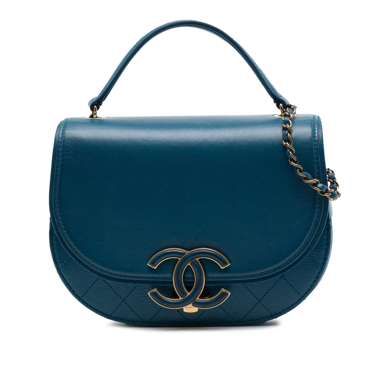 Chanel Small Shiny Calfskin and Quilted Goatskin Coco Curve Flap