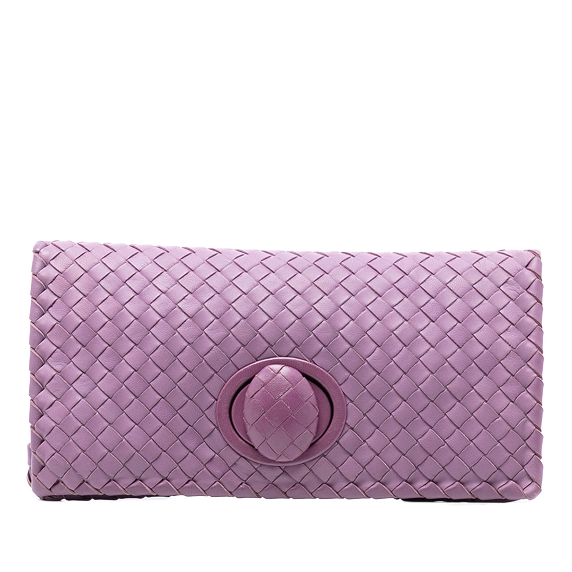 Nappa Intrecciato Turn Lock Clutch