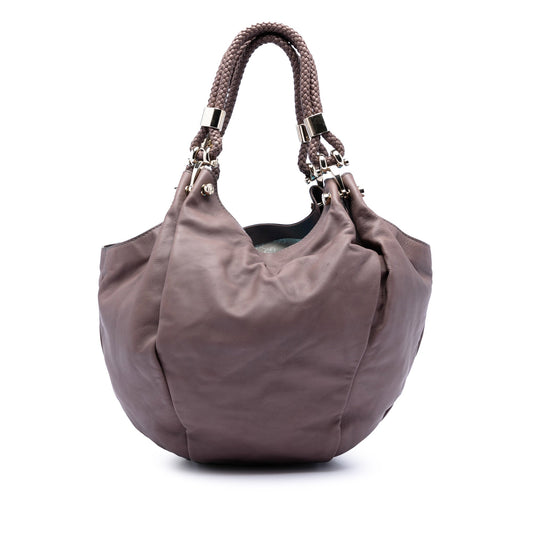 Leather Braided Handle Hobo