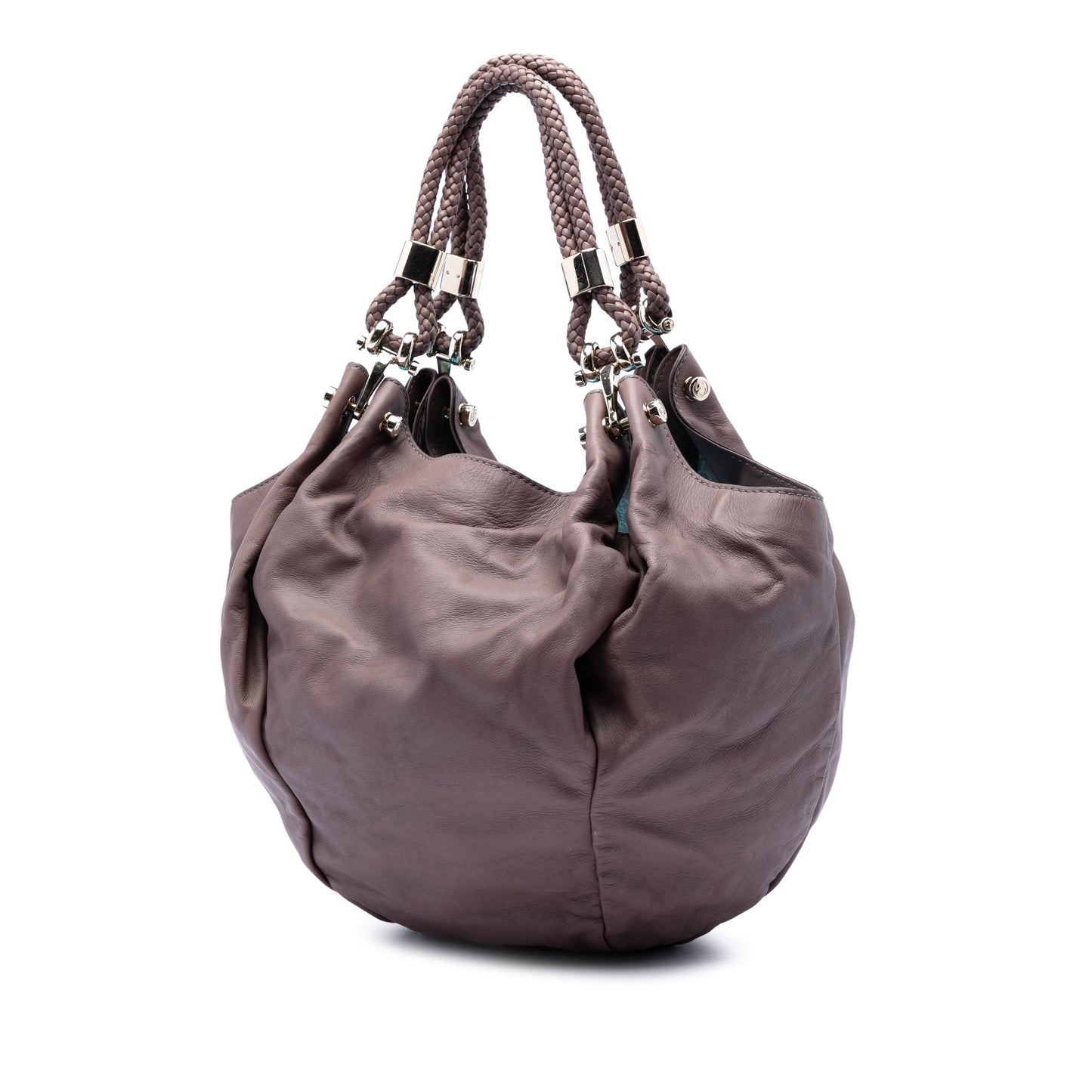 Leather Braided Handle Hobo