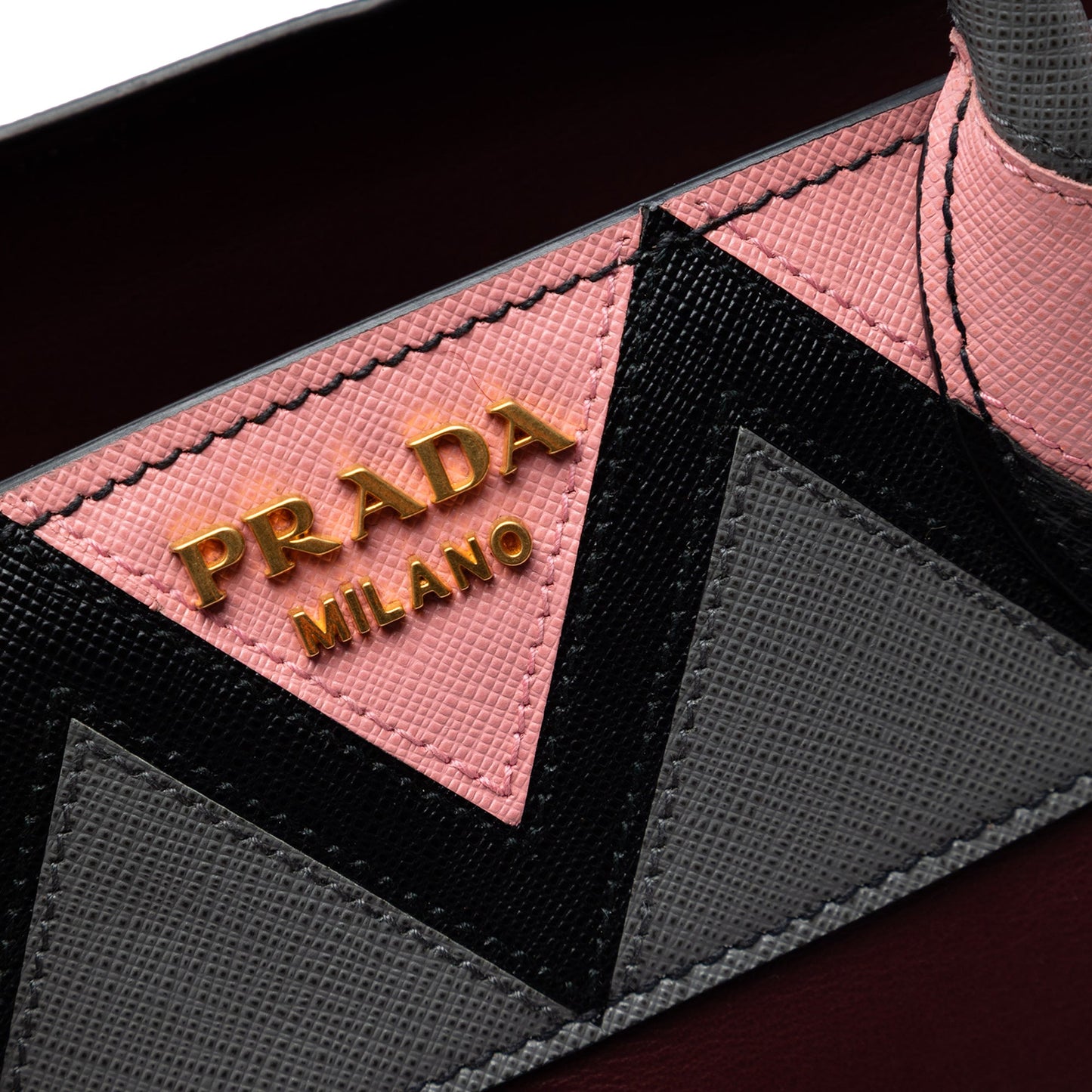Prada Medium Saffiano Trimmed City Calf Greca Esplanade Satchel