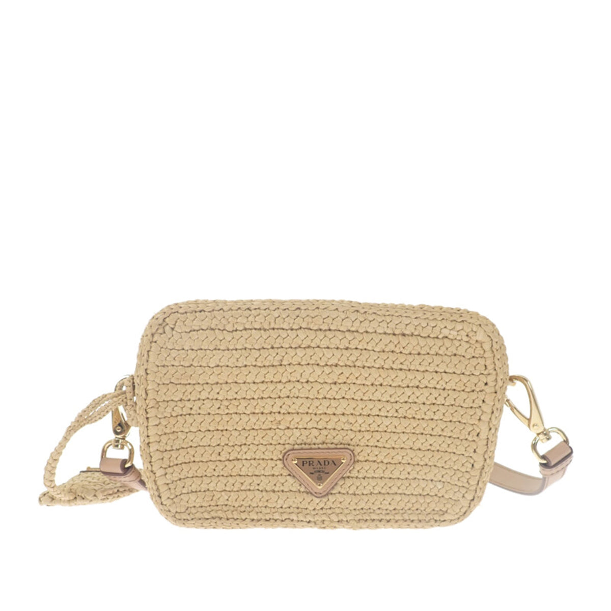 Prada Yarn Effect Raffia Crochet Brique Crossbody