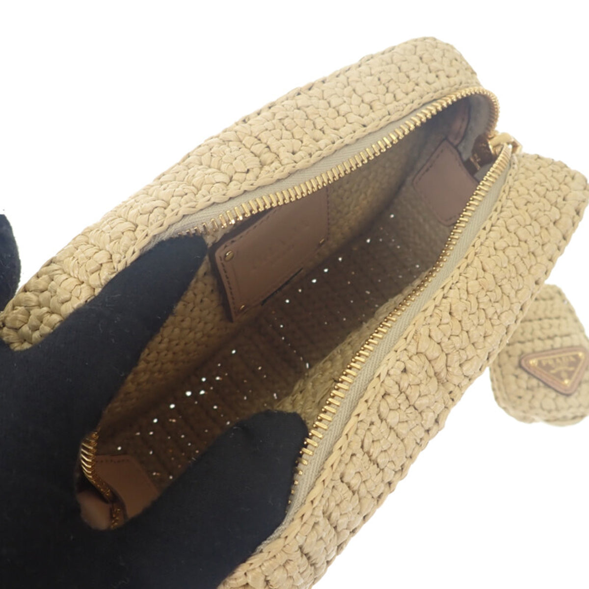 Prada Yarn Effect Raffia Crochet Brique Crossbody
