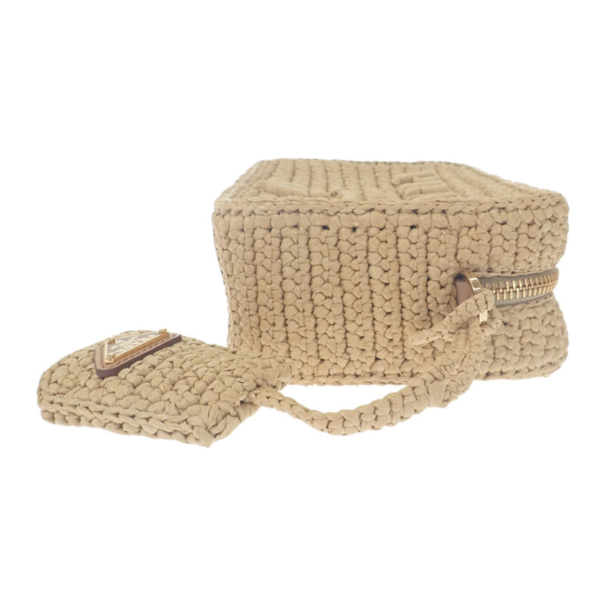 Prada Yarn Effect Raffia Crochet Brique Crossbody
