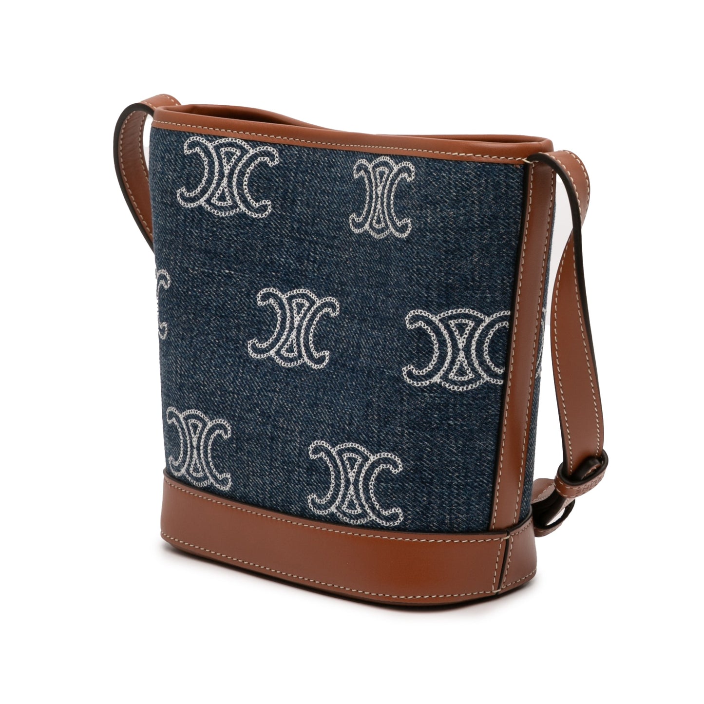 Celine Small Denim Cuir Triomphe Bucket Bag