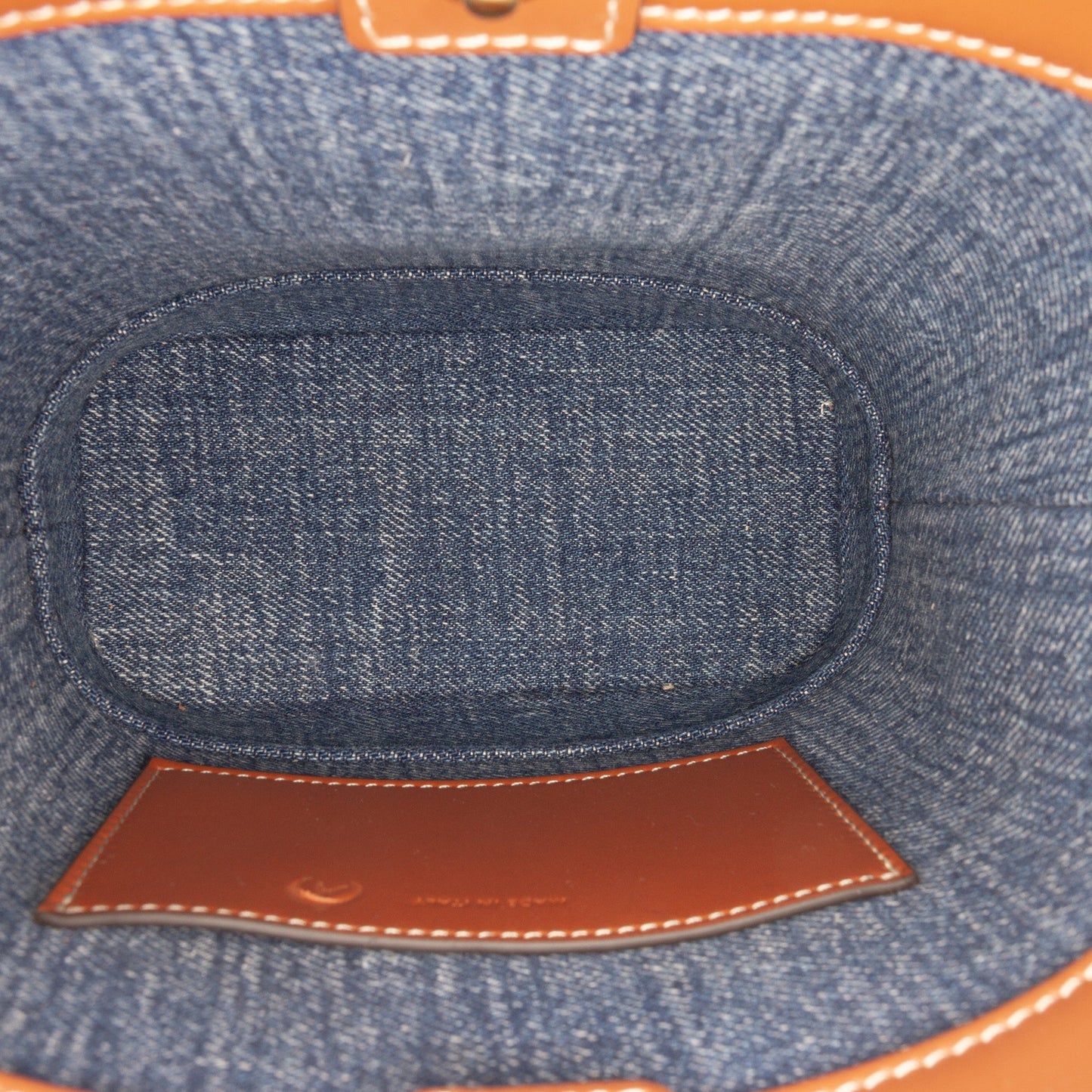 Celine Small Denim Cuir Triomphe Bucket Bag