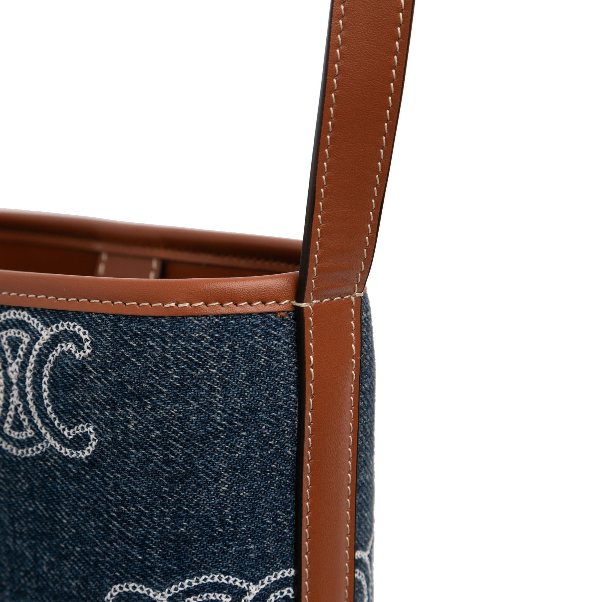 Celine Small Denim Cuir Triomphe Bucket Bag