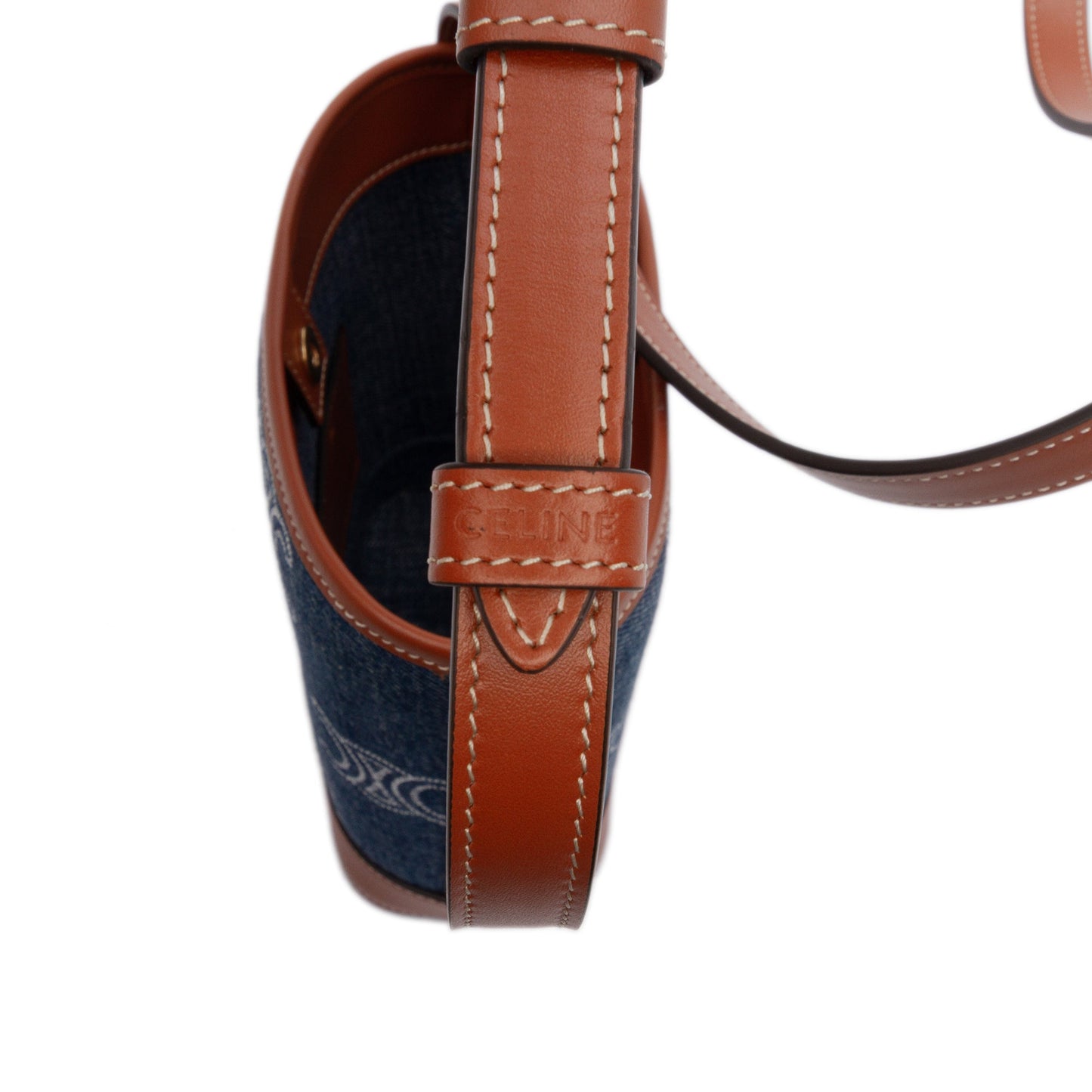 Celine Small Denim Cuir Triomphe Bucket Bag