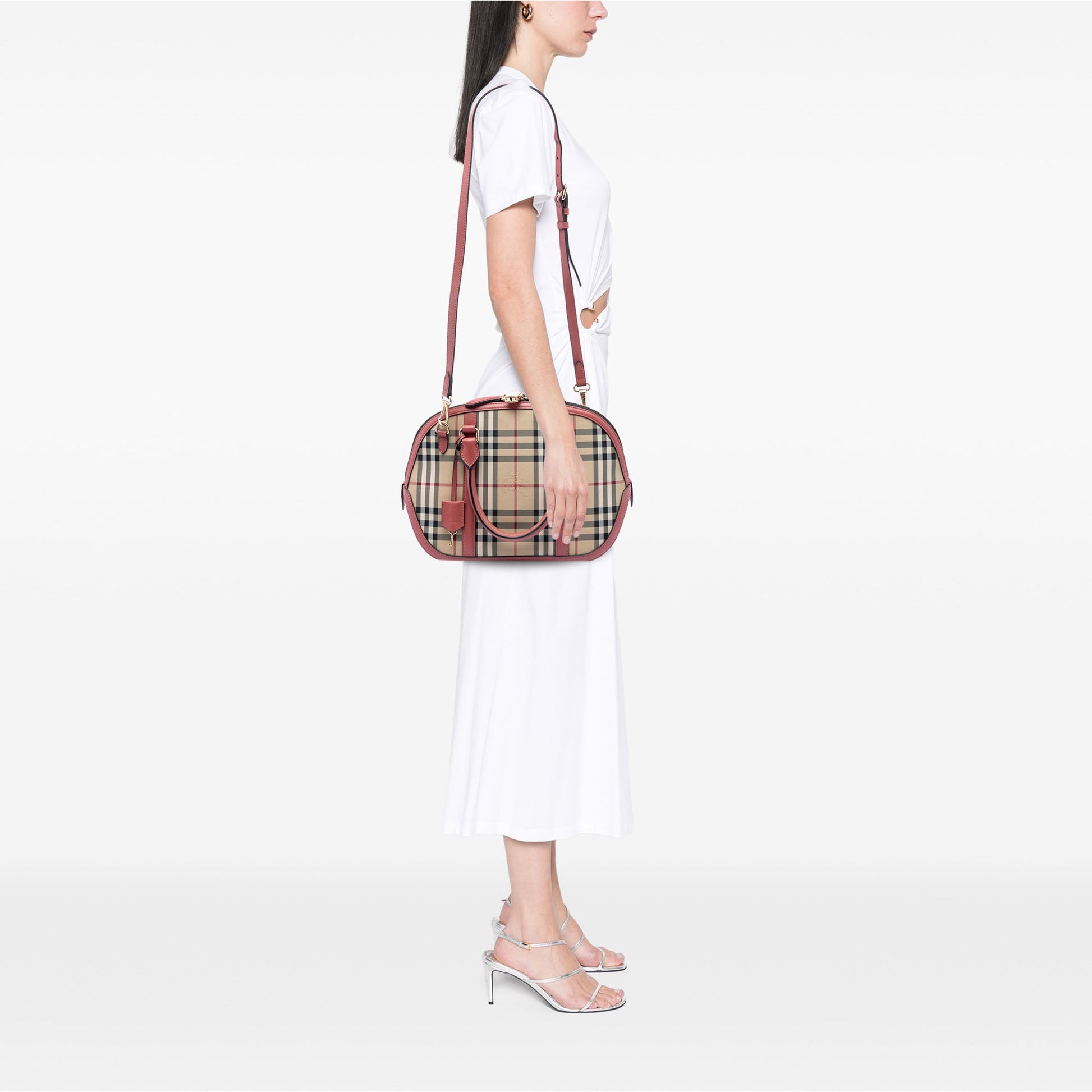 Burberry Small Haymarket Check Nylon Orchard Bowling Bag