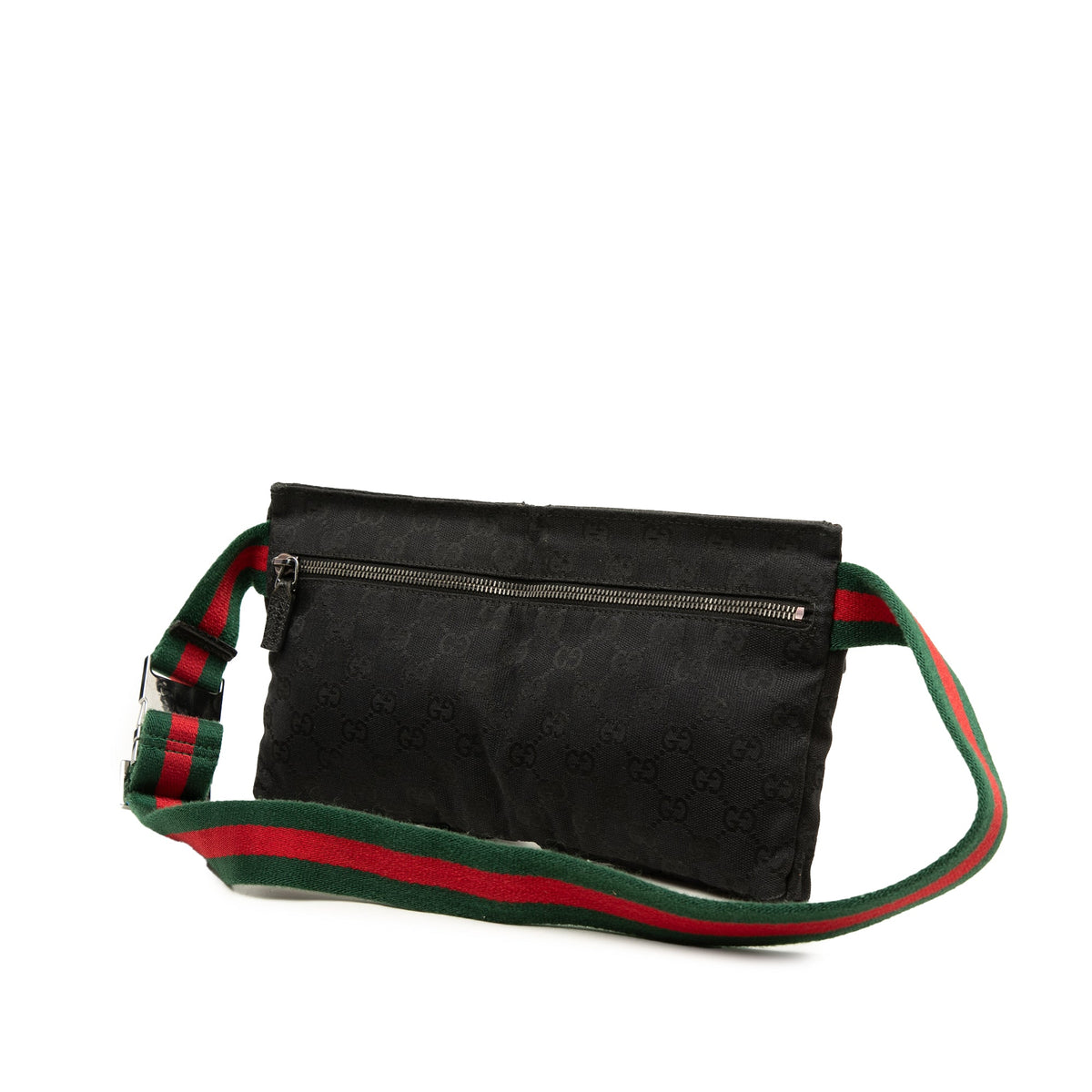 Gucci GG Canvas Web Double Pocket Belt Bag — Black