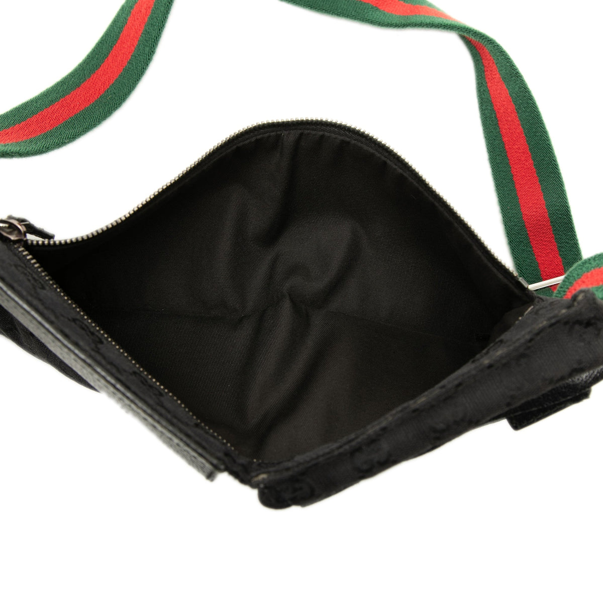Gucci GG Canvas Web Double Pocket Belt Bag — Black