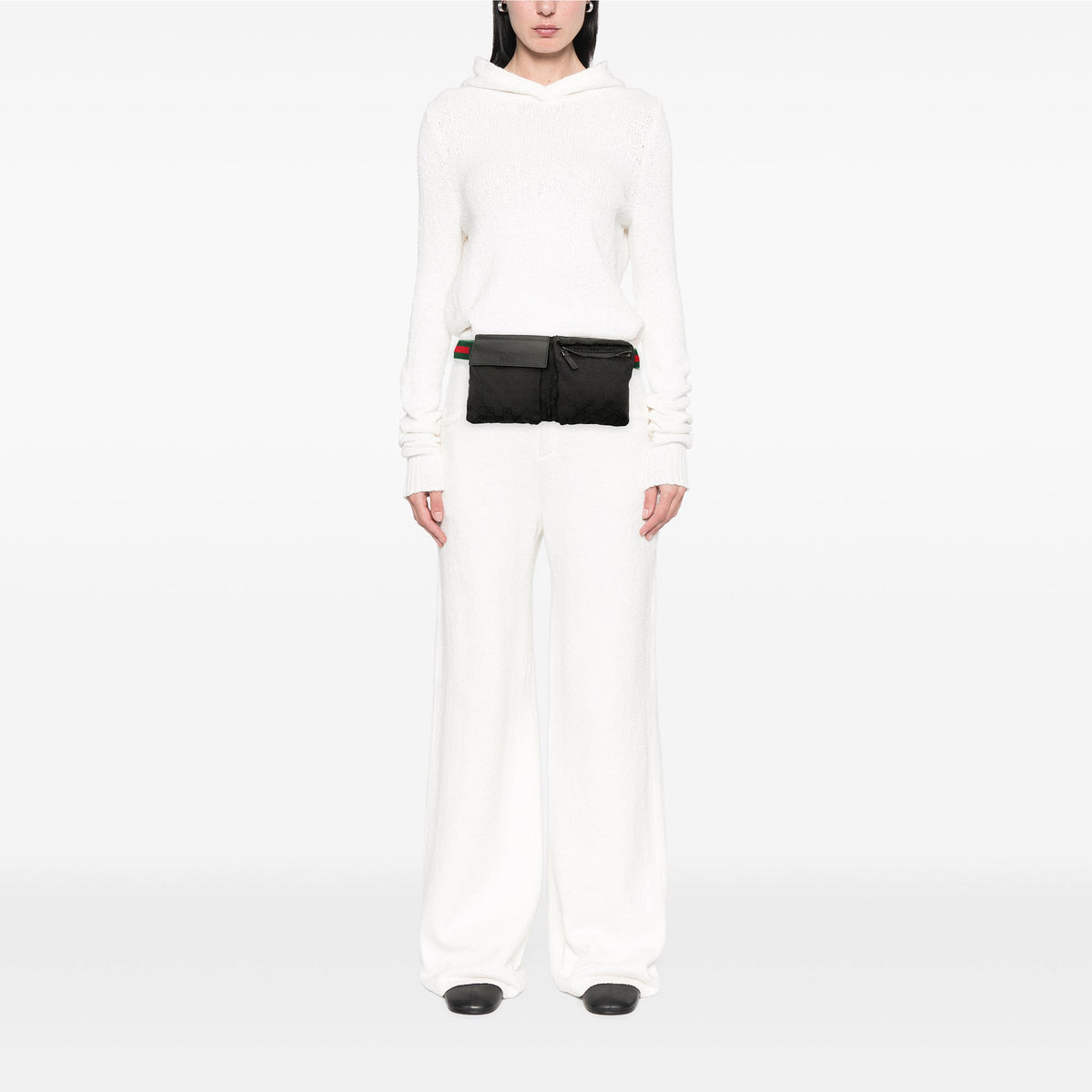 Gucci GG Canvas Web Double Pocket Belt Bag — Black