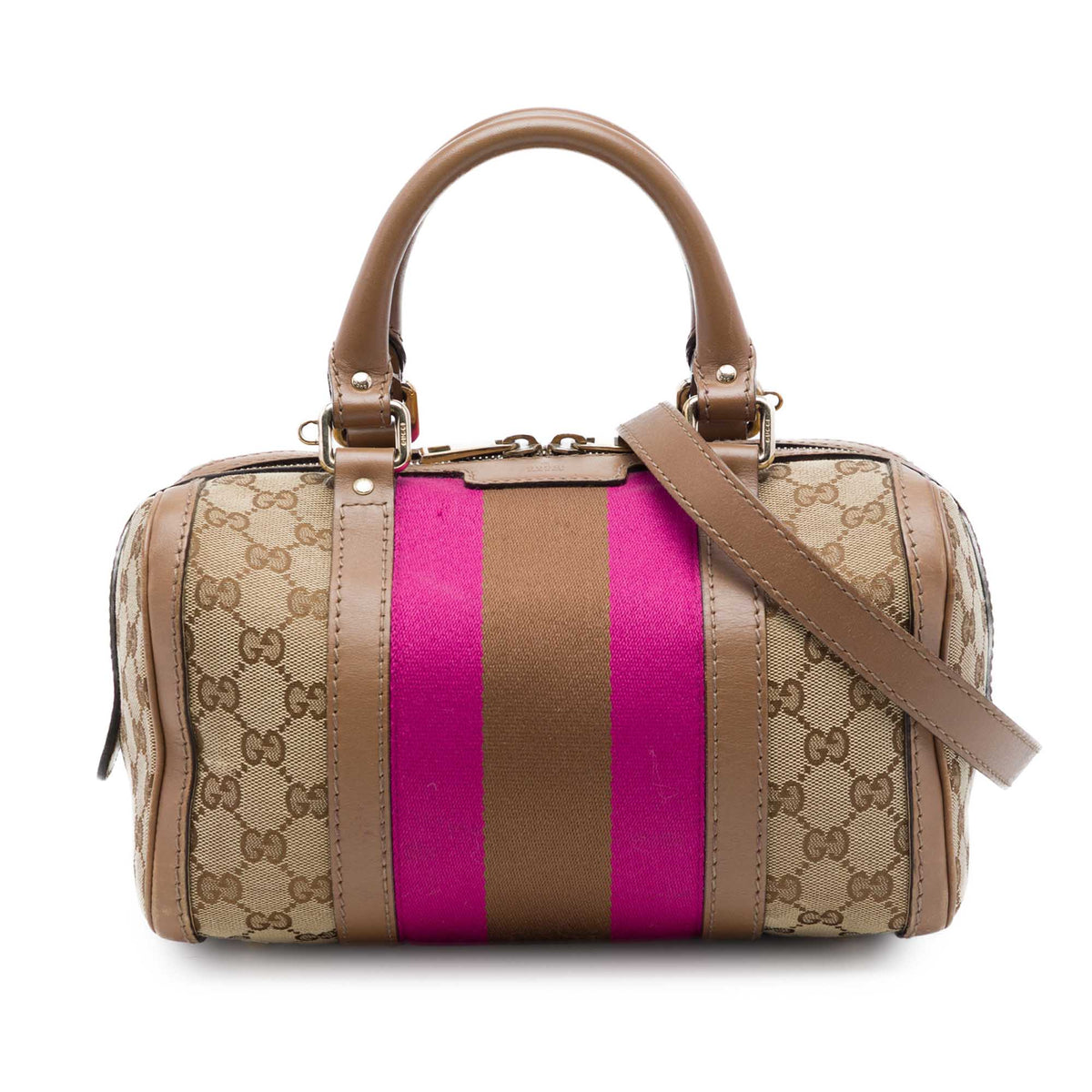 Gucci Small GG Canvas Web Joy Boston Bag — Beige