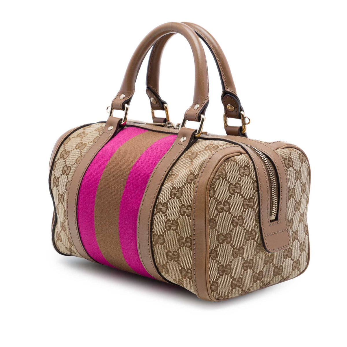 Gucci Small GG Canvas Web Joy Boston Bag — Beige