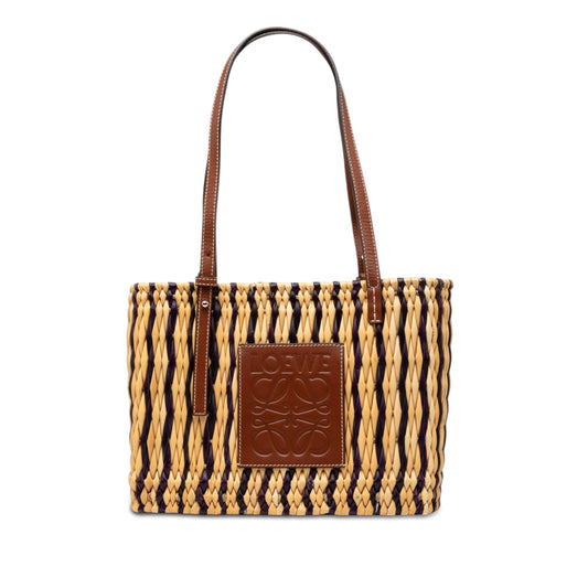 LOEWE Paulas Ibiza Small Raffia Anagram Square Basket Tote