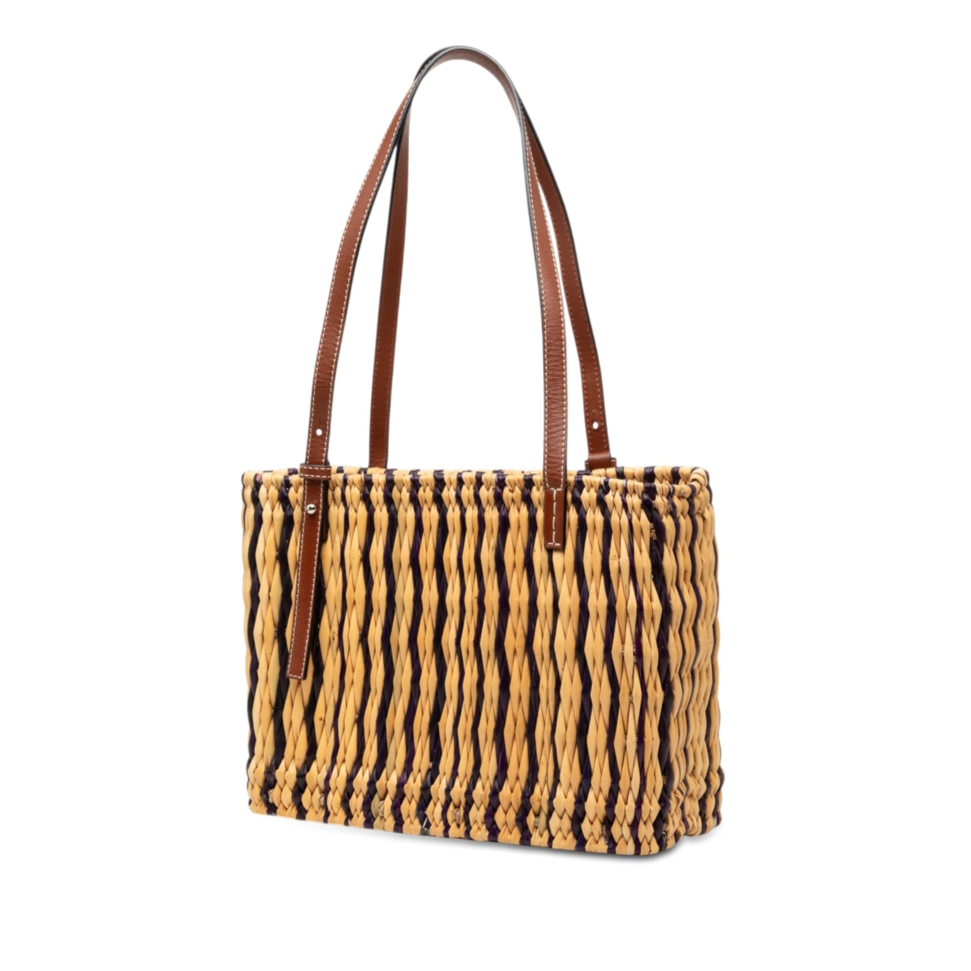 LOEWE Paulas Ibiza Small Raffia Anagram Square Basket Tote