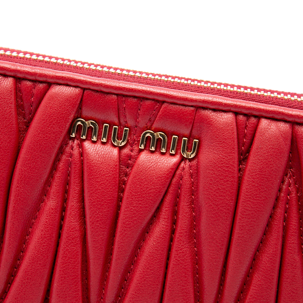 Miu Miu Matelasse Nappa Double Zip Crossbody — Red