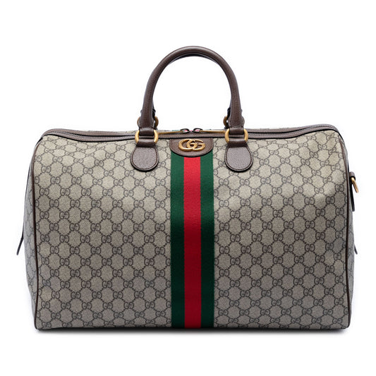 Gucci Medium GG Supreme Web Ophidia Carry On Duffle Bag