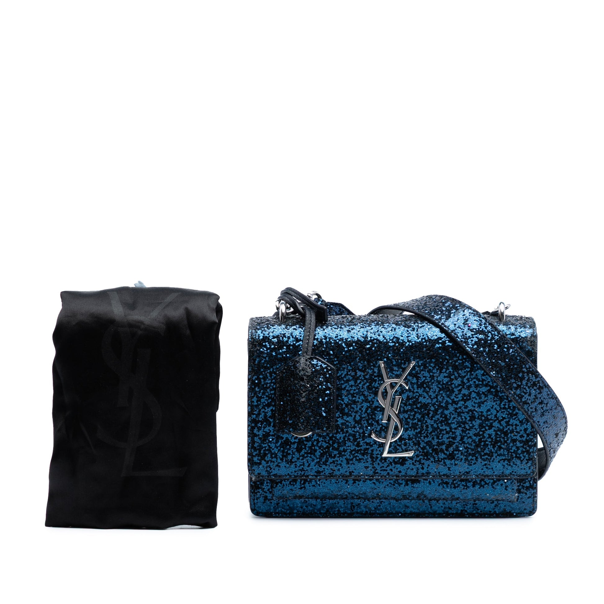 Saint Laurent Small Glitter Leather Monogram Sunset Crossbody