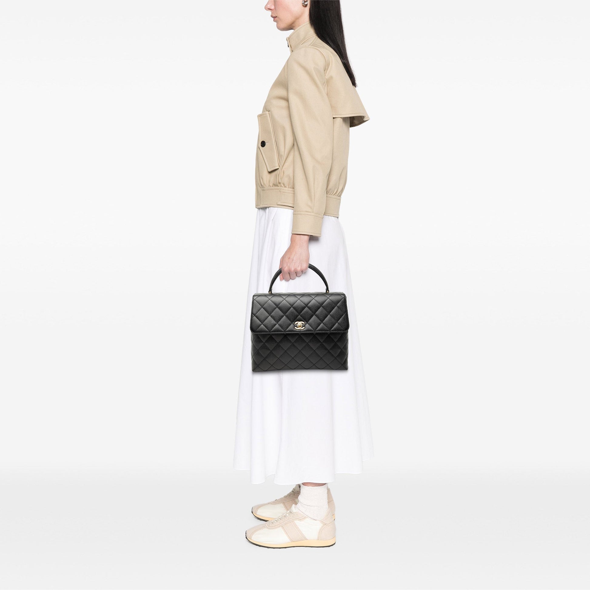 CC Quilted Caviar Kelly Top Handle Bag