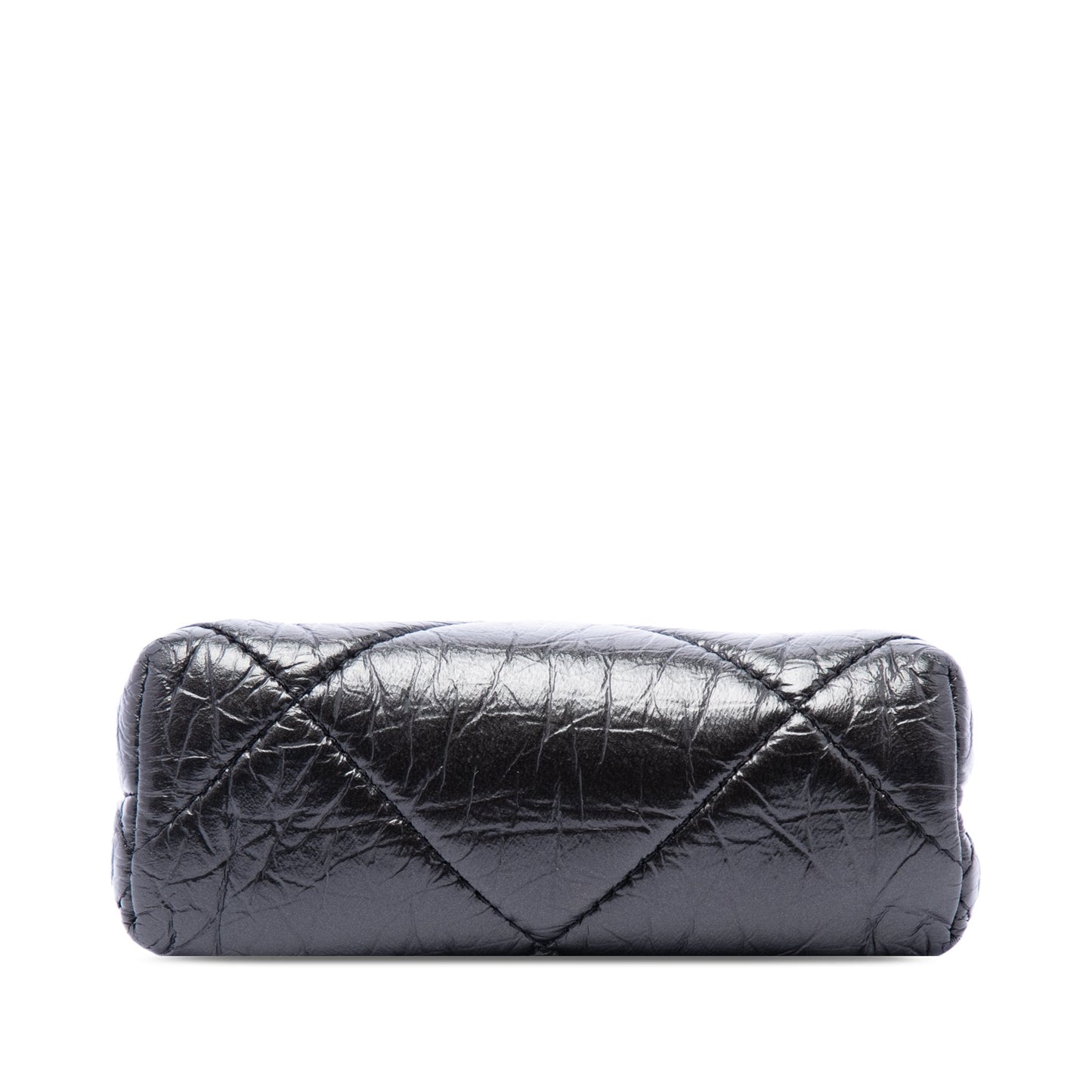 Chanel Quilted Aged Lambskin Kiss Lock Clutch with Chain