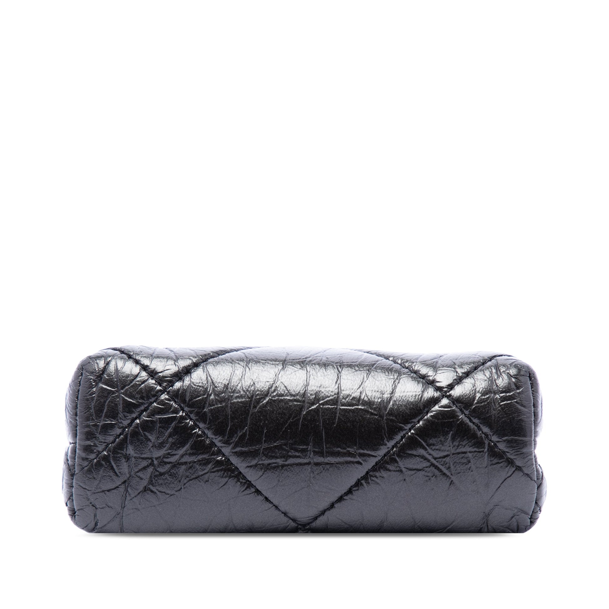 Chanel Quilted Aged Lambskin Kiss Lock Clutch with Chain