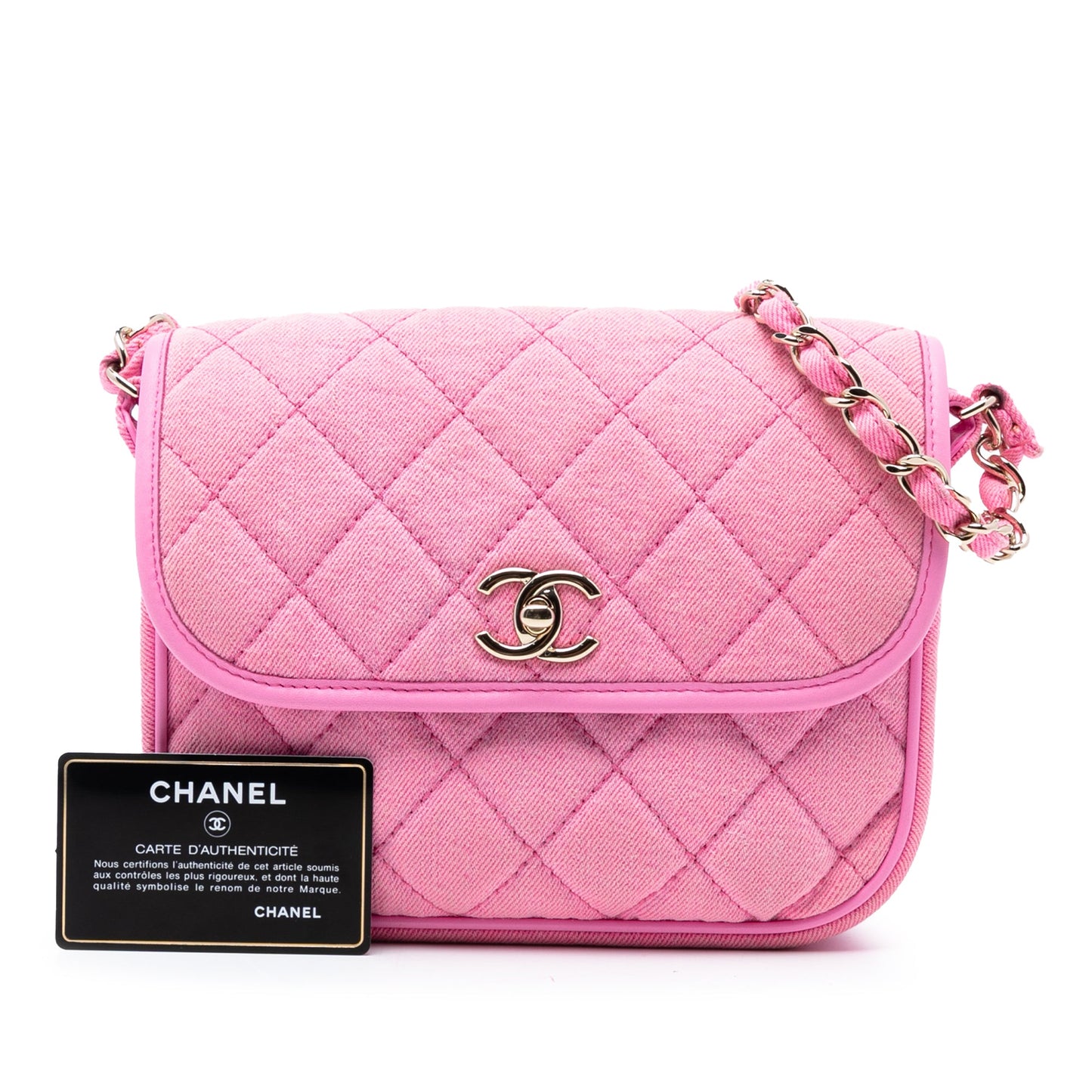 Chanel Small CC Quilted Denim Messenger Flap