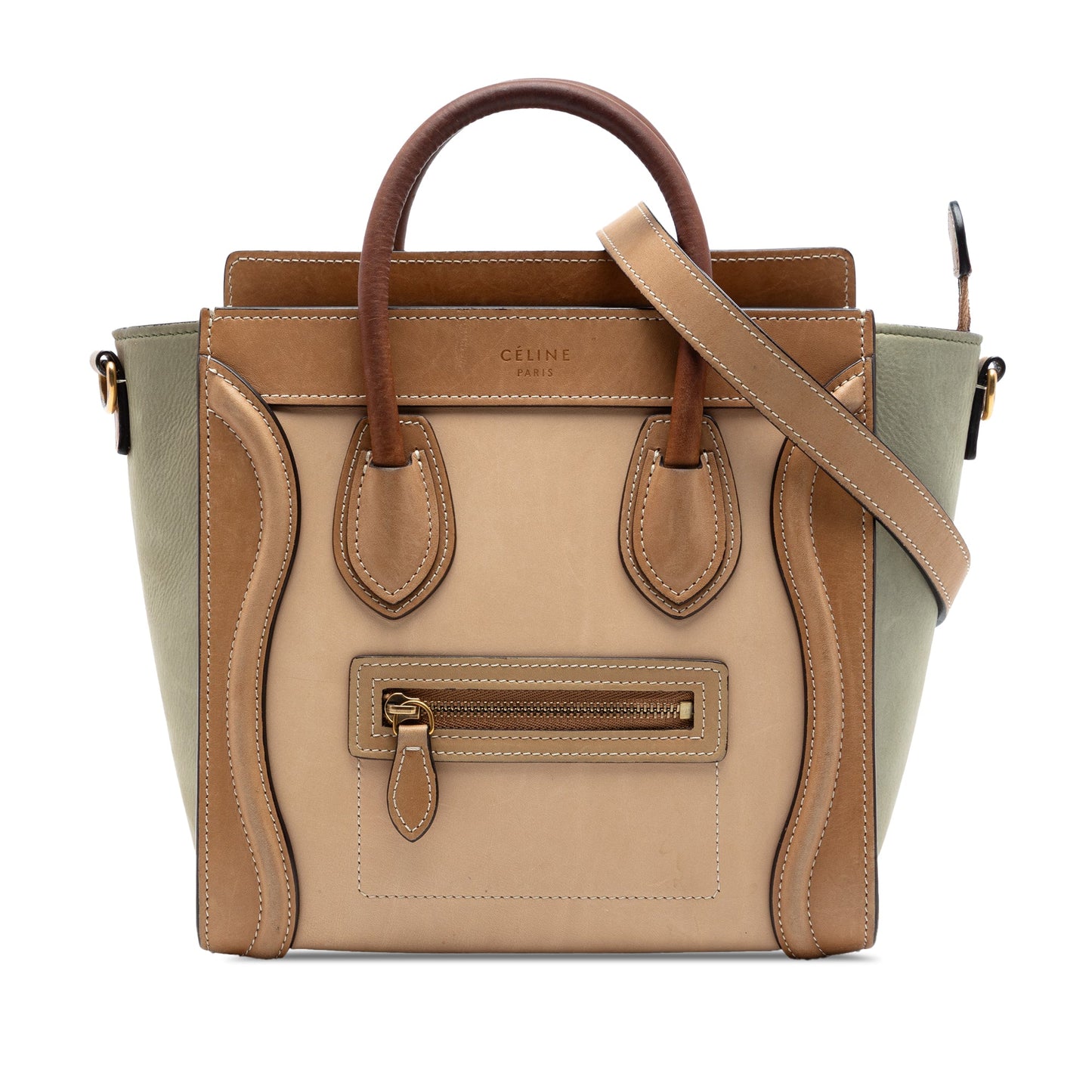 Celine Nano Tricolor Leather Luggage Tote