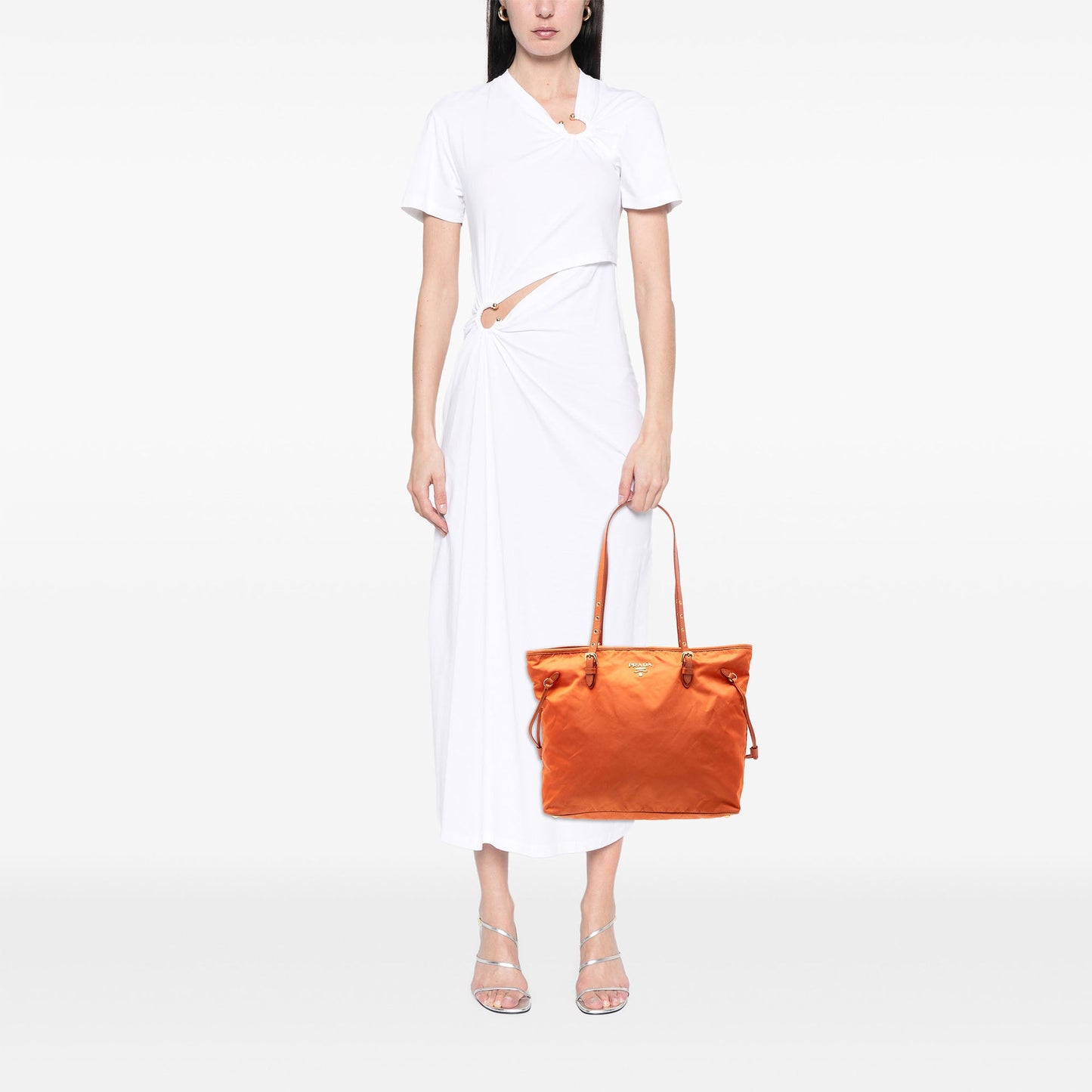 Prada Saffiano Trimmed Tessuto Tote
