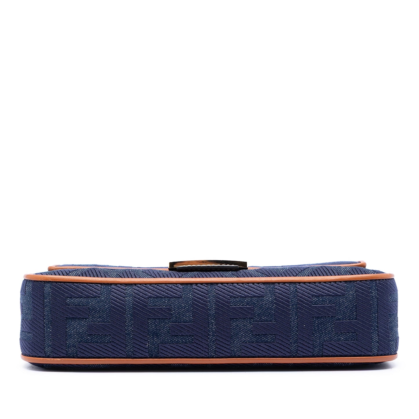 Fendi Zucca Embroidered Denim Baguette Satchel