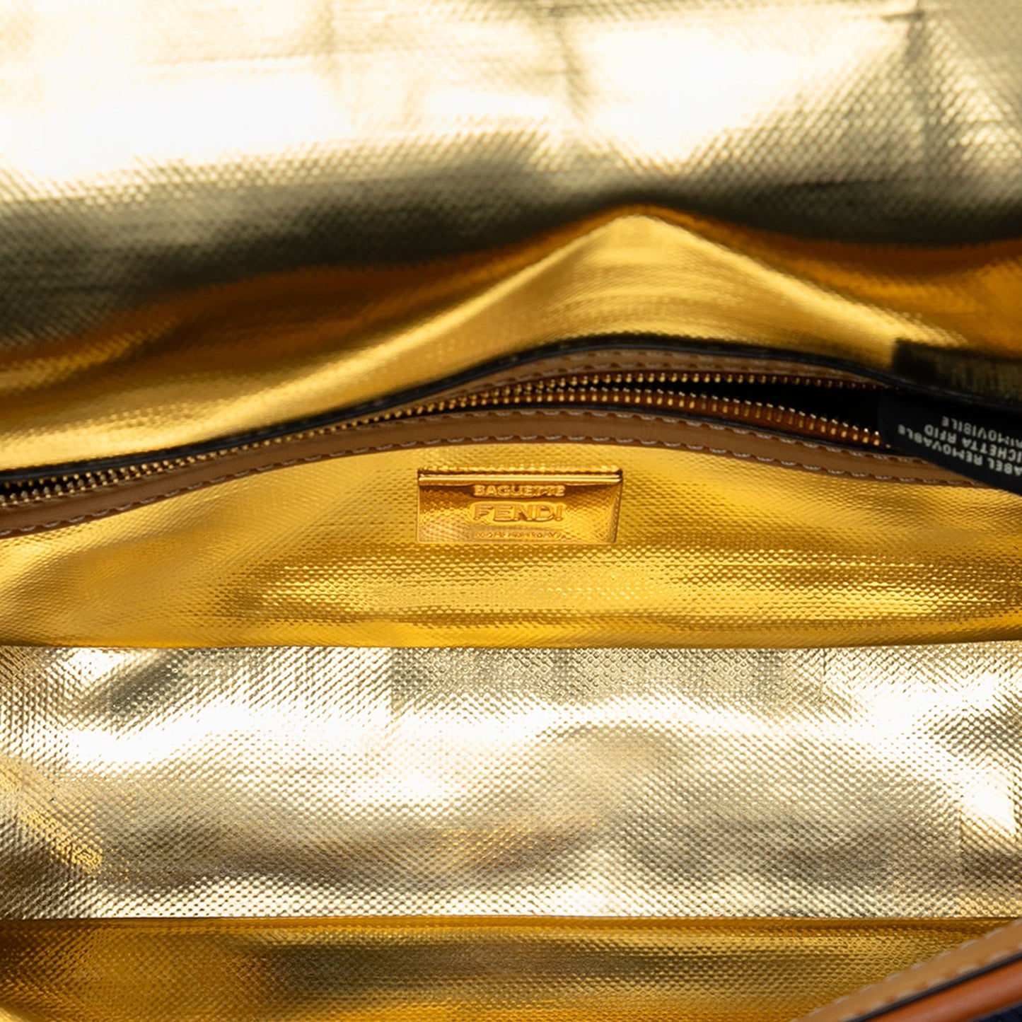 Fendi Zucca Embroidered Denim Baguette Satchel