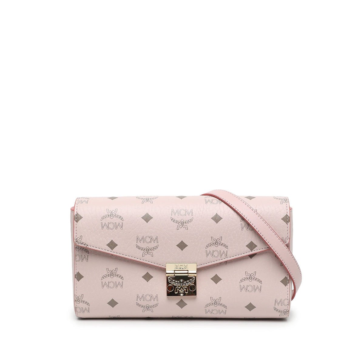 MCM Visetos Coated Canvas Millie Flap Crossbody — Pink