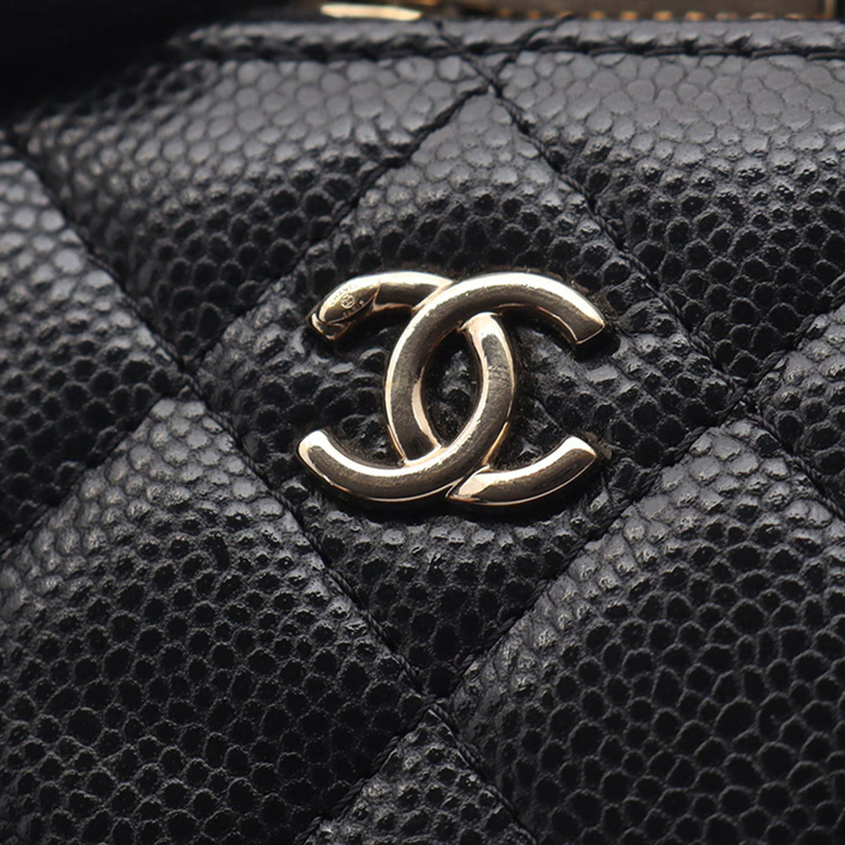Chanel Quilted Leather Drawstring Bucket Bag — Black