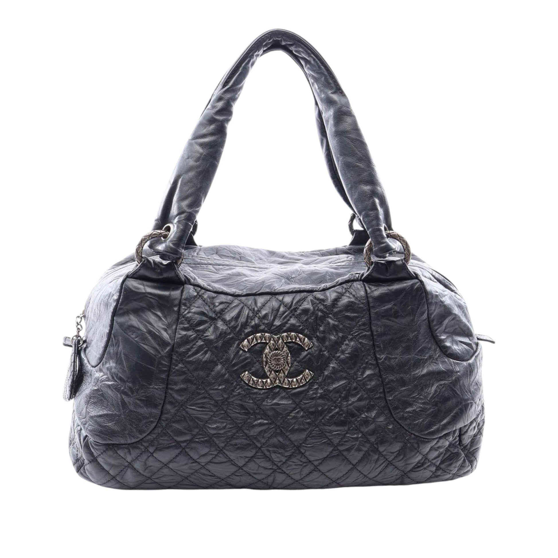 Chanel CC Quilted Aged Calfskin Coco Rider Bowling Bag