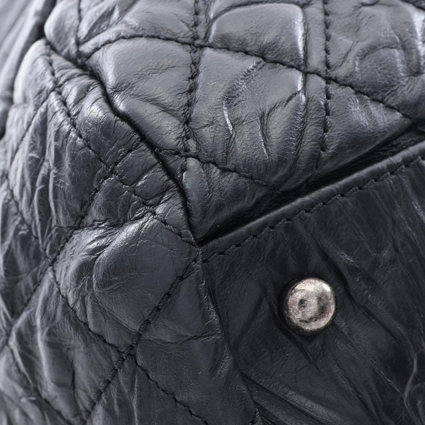 Chanel CC Quilted Aged Calfskin Coco Rider Bowling Bag