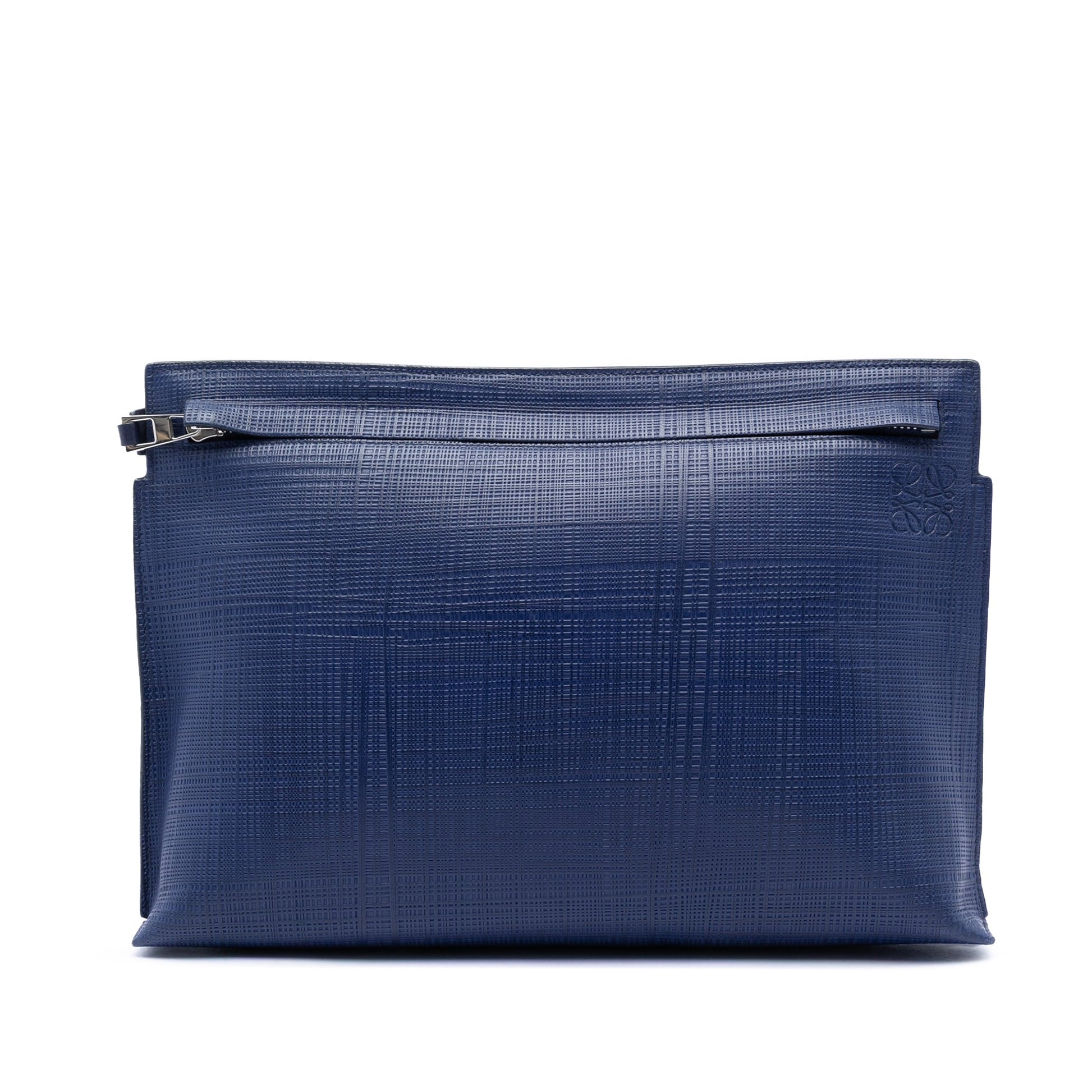 LOEWE Large Linen Embossed Calfskin Anagram T Pouch