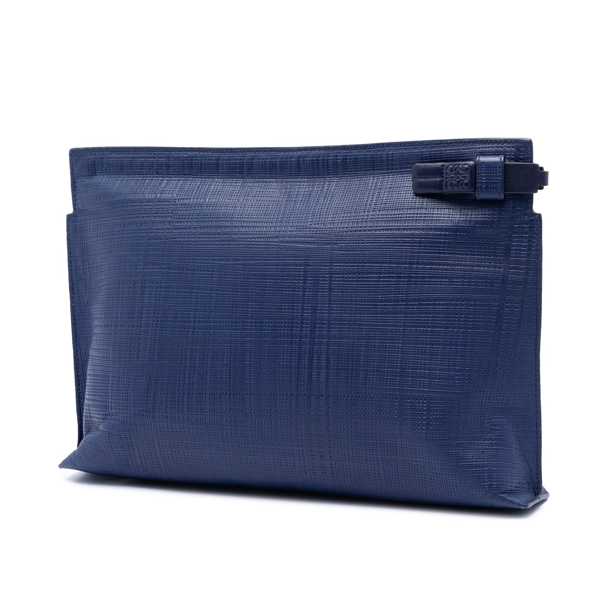 LOEWE Large Linen Embossed Calfskin Anagram T Pouch