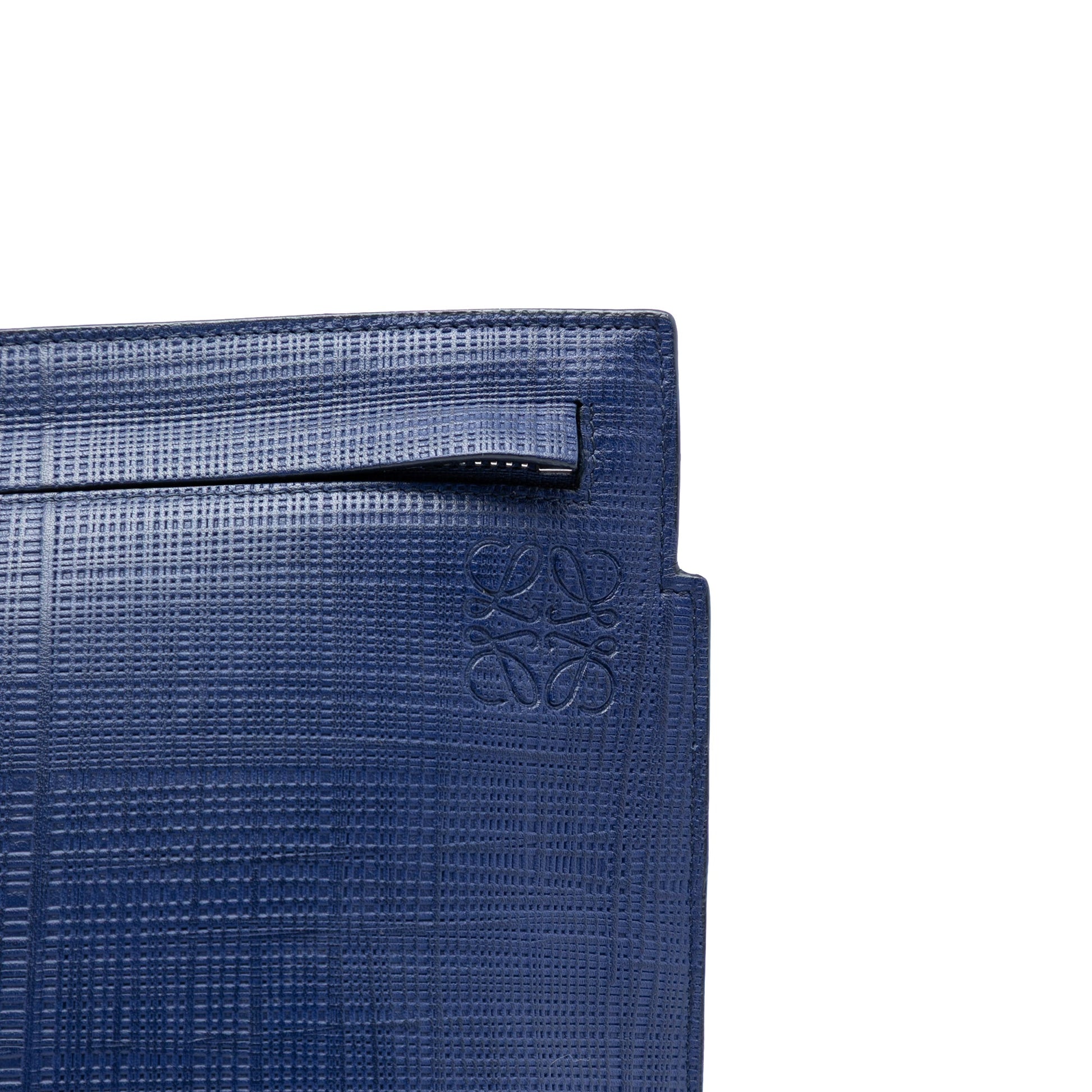 LOEWE Large Linen Embossed Calfskin Anagram T Pouch
