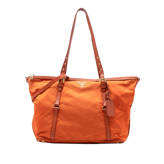 Prada Saffiano Trimmed Tessuto Satchel