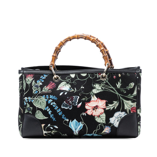 Gucci Medium Canvas Flora Knight Bamboo Shopper Satchel