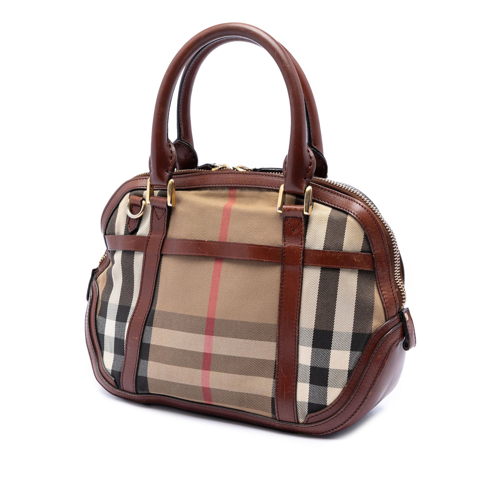 Burberry Small Leather Trimmed House Check Canvas Bridle Orchard Satchel
