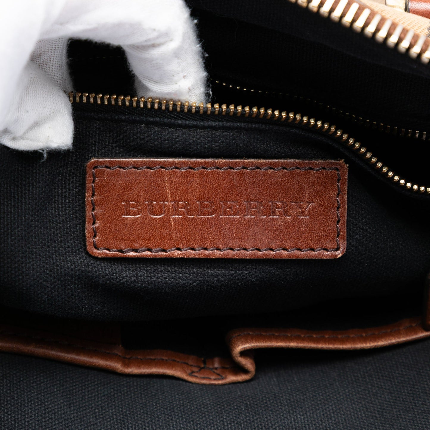 Burberry Small Leather Trimmed House Check Canvas Bridle Orchard Satchel