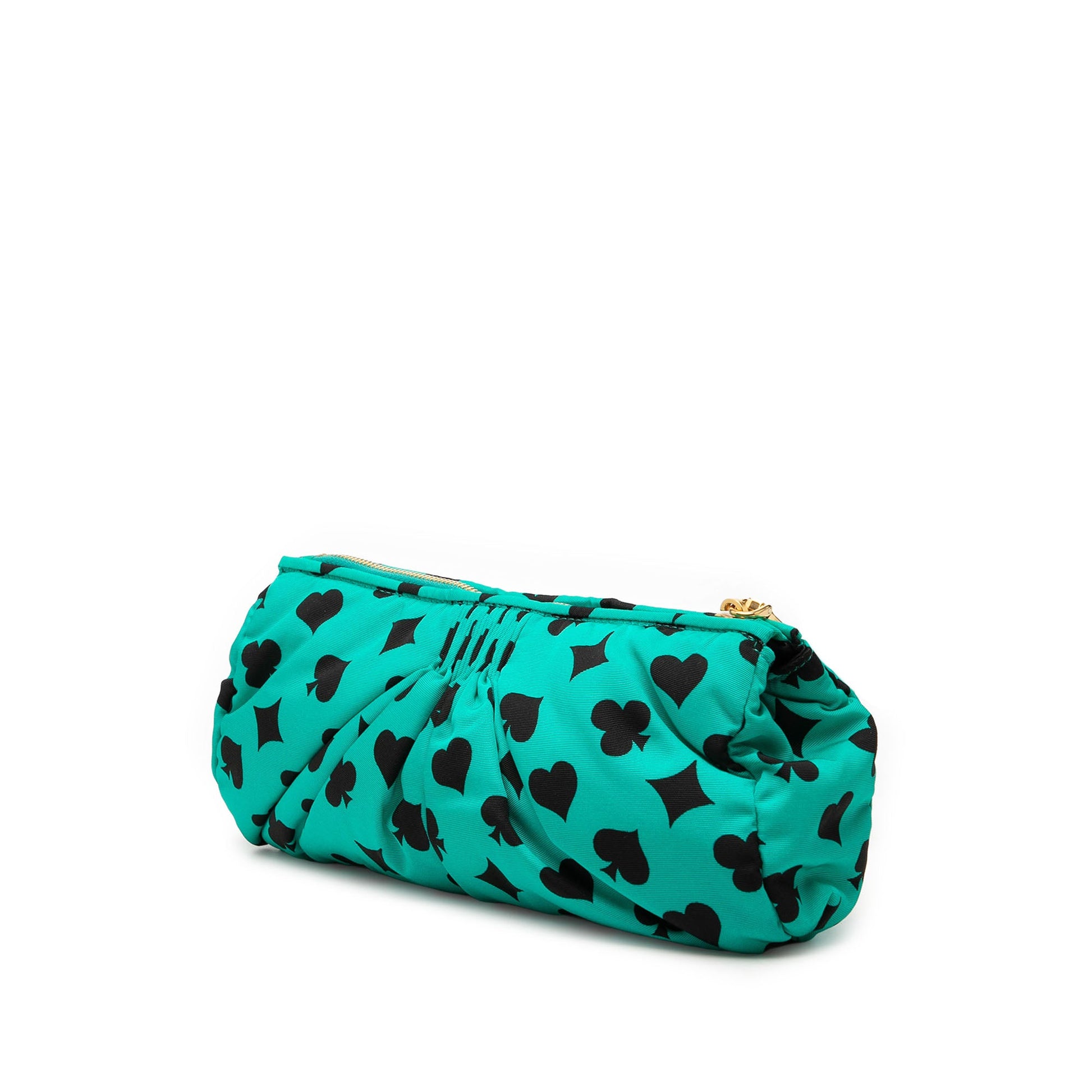 Miu Miu Pleated Nylon Playing Card Print Clutch