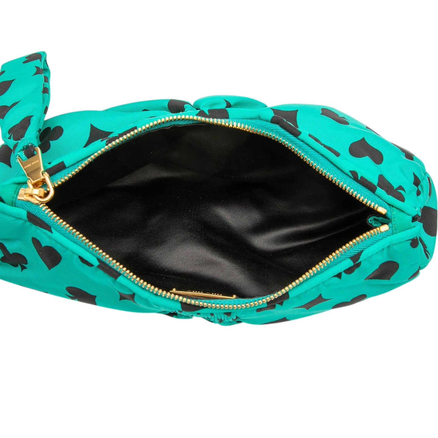 Miu Miu Pleated Nylon Playing Card Print Clutch