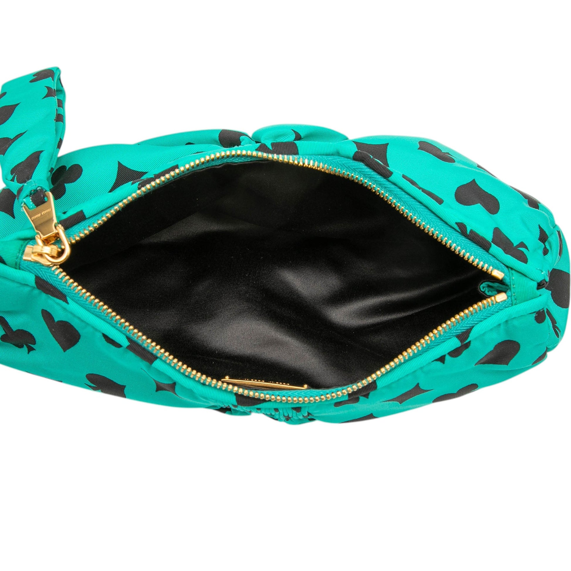 Miu Miu Pleated Nylon Playing Card Print Clutch