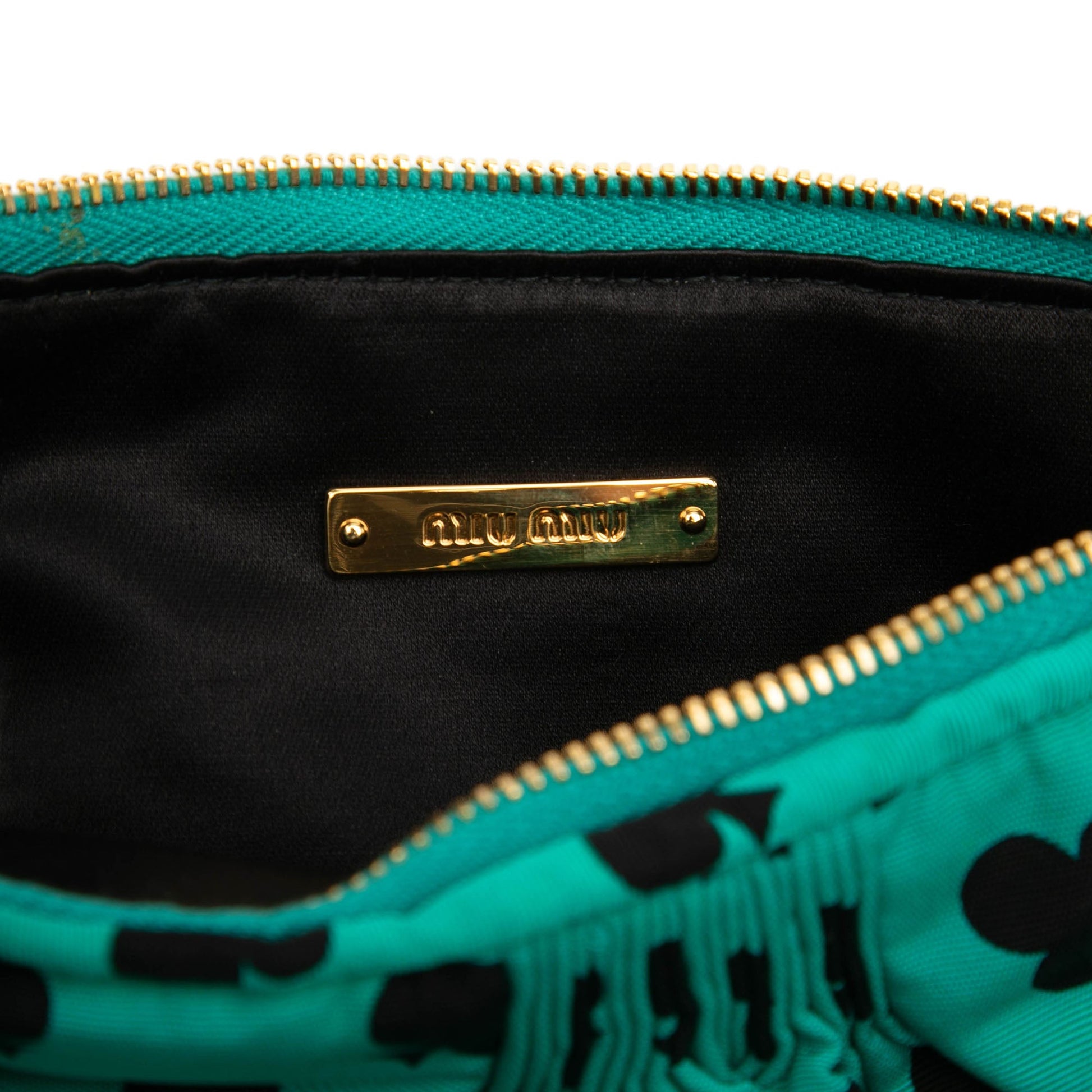 Miu Miu Pleated Nylon Playing Card Print Clutch