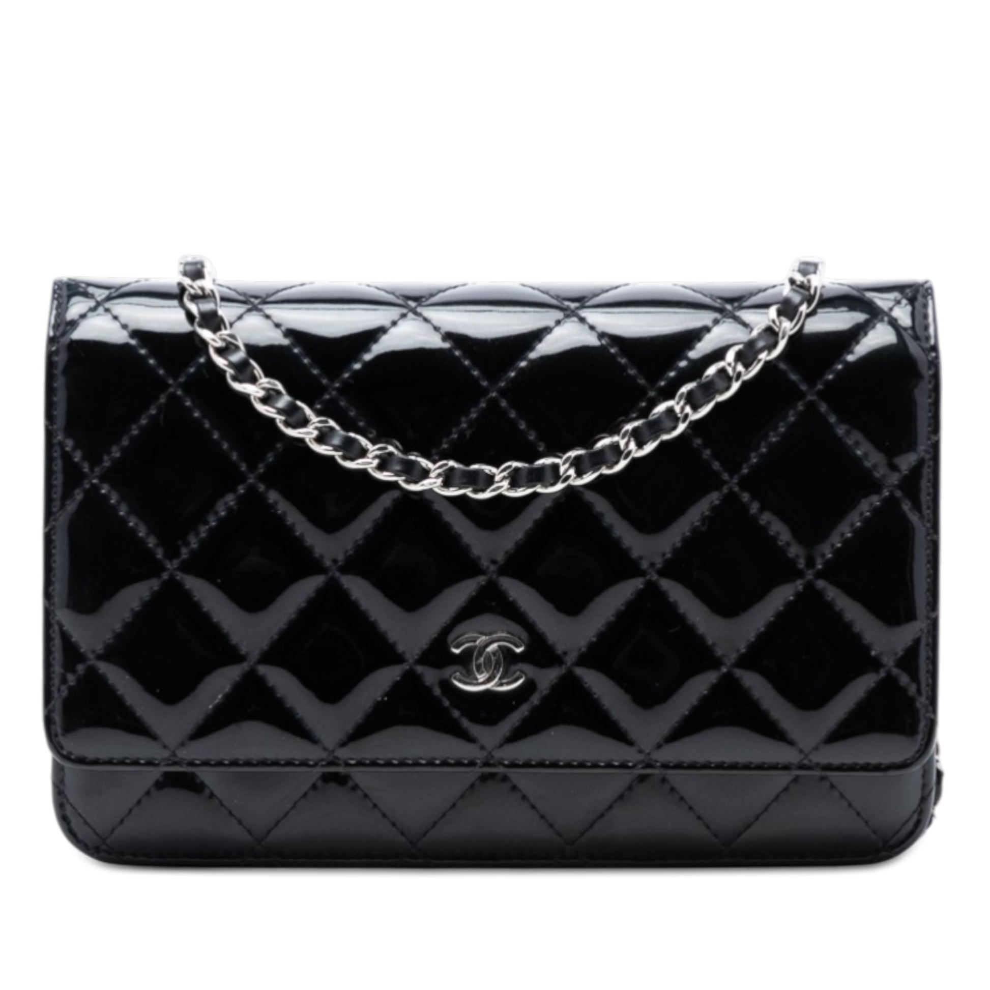 Chanel CC Quilted Patent Wallet On Chain