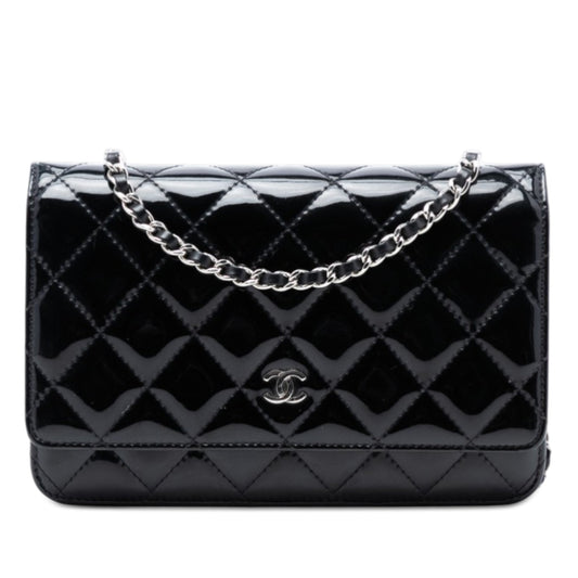 Chanel CC Quilted Patent Wallet On Chain